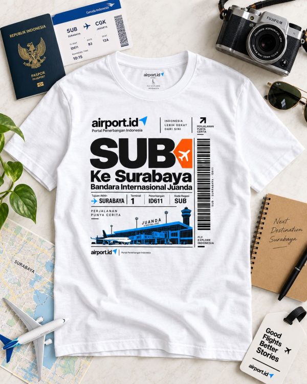 Airport.id “SUB Surabaya Boarding Pass” T-Shirt – White (2)