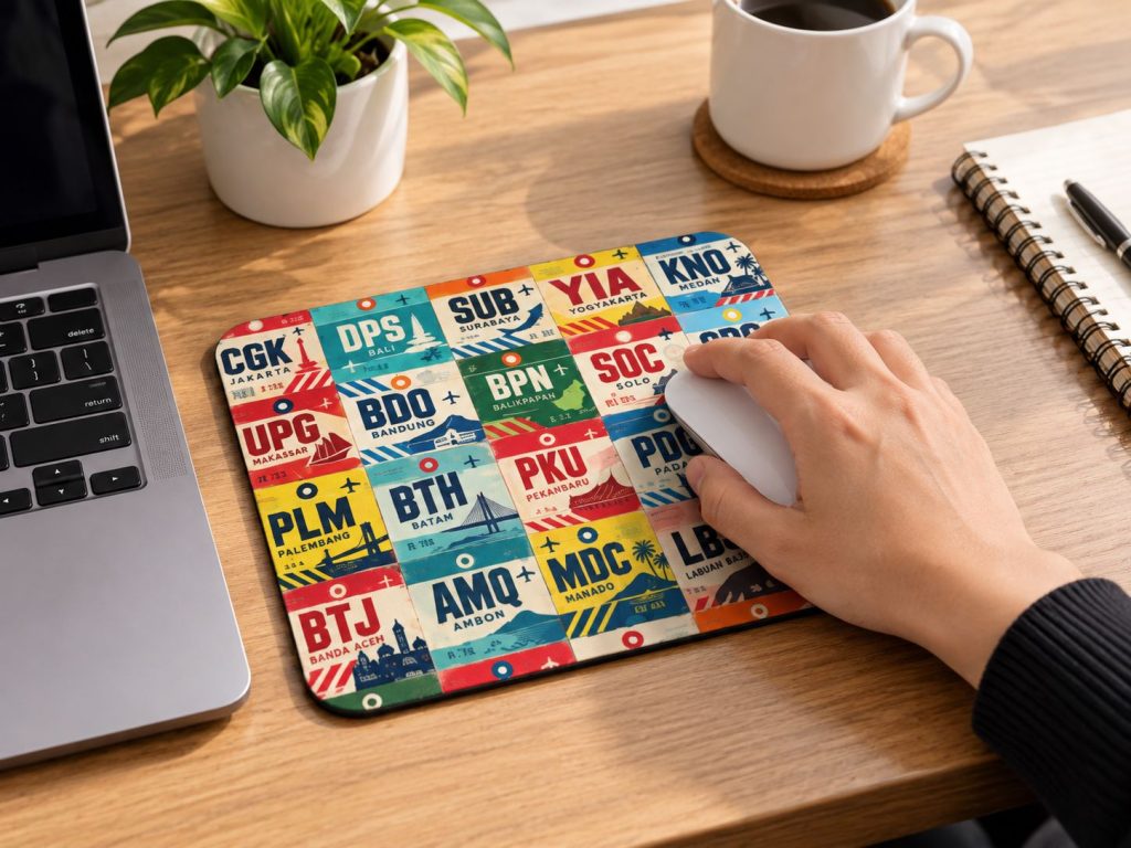 Airport.id “Indonesia Airport Codes Grid” Travel Mousepad