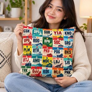 Alternative view of Airport.id “Indonesia Airport Codes” Travel Cushion – 30×30 cm
