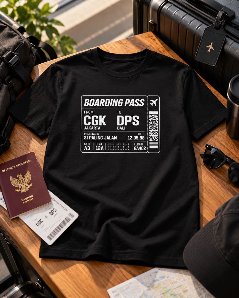 Airport.id “Si Paling Jalan – CGK to DPS” Boarding Pass T-Shirt
