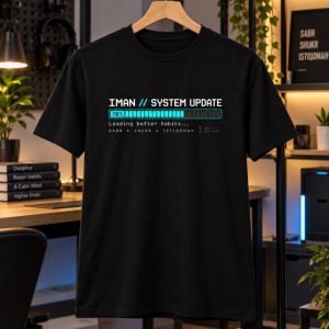 “Iman System Update – Loading Better Habits” Islamic T-Shirt – Black