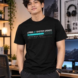 Alternative view of “Iman System Update – Loading Better Habits” Islamic T-Shirt – Black