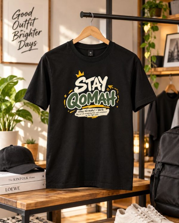 “Stay Qomah” Islamic Lifestyle T-Shirt – Black