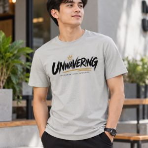 Alternative view of “Unwavering – Istiqomah Over Intensity” T-Shirt – Light Grey